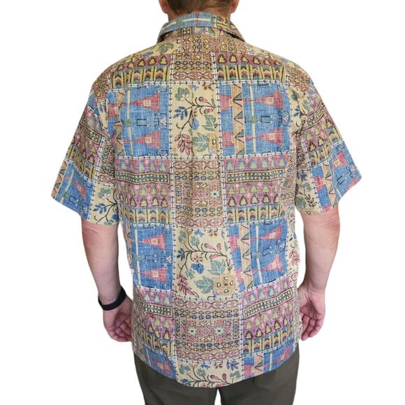 REYN SPOONER vintage Hawaiian Camp button down reverse print Aztec shirt Size XL - Picture 3 of 6